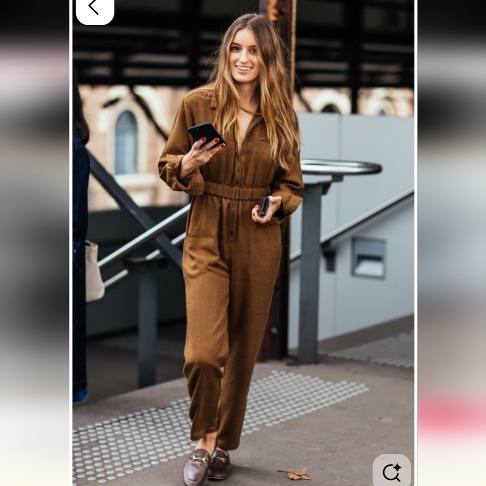 DOEN Raw Silk Serre Terracotta Rose Utility Jumpsuit M